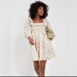 Tuckernuck Hyacinth House|| Square Neck Ruffled Smocked Mini Dress Large